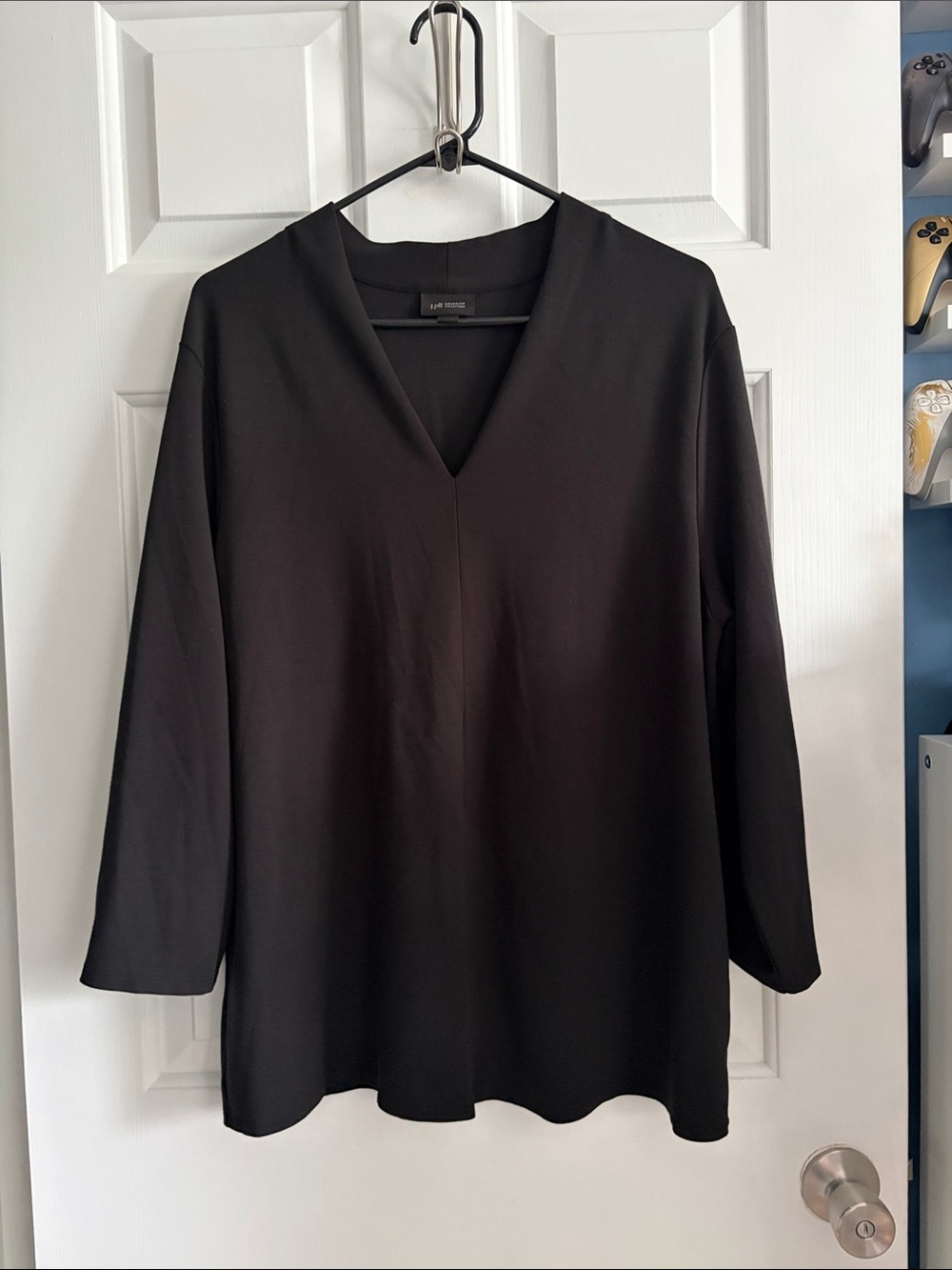 J. Jill Wearever Collection 2X V-Neck 3/4 Sleeve Stretch Minimalist Blouse Top